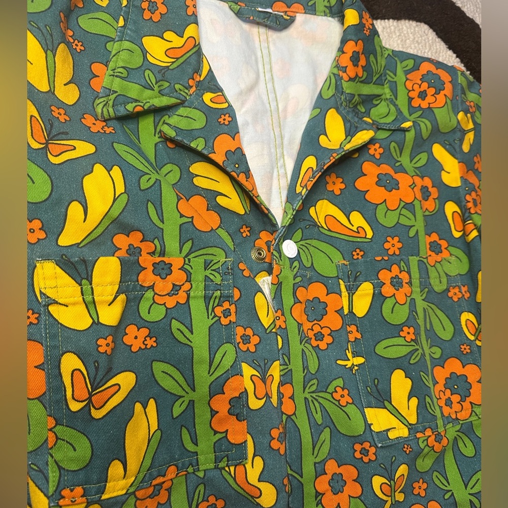 🦋Big Bud Press🦋 Everyday Long Sleeve Jumpsuit in 70s Floral Butterfly - S - RARE - Picture 7 of 16